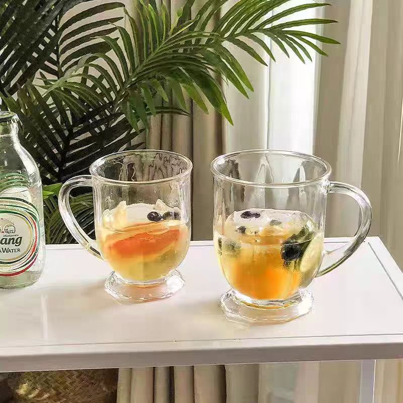 Gulu Gulu Large-mouthed Cup ‖ ins Korean style large-capacity retro glass cup with handle, juice milk tea milk cup Application Scenario