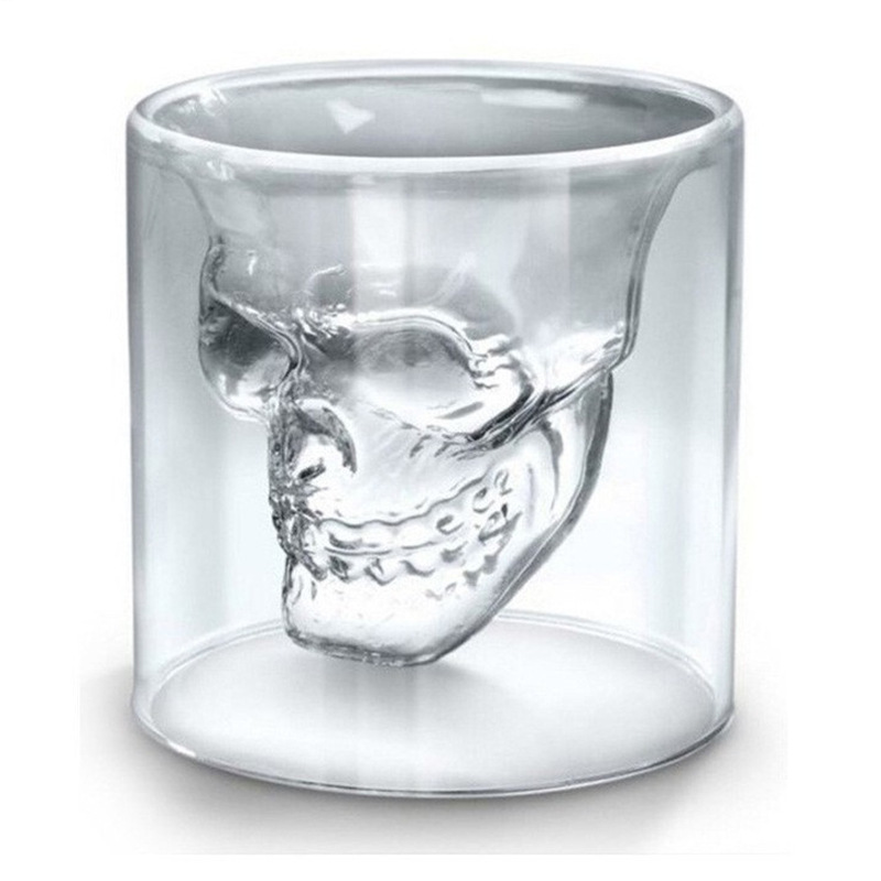 Customized double-layer glass skull cups, high-temperature resistant crystal beer mugs, creative whisky wine glasses, and trendy personalized cups Item Picture