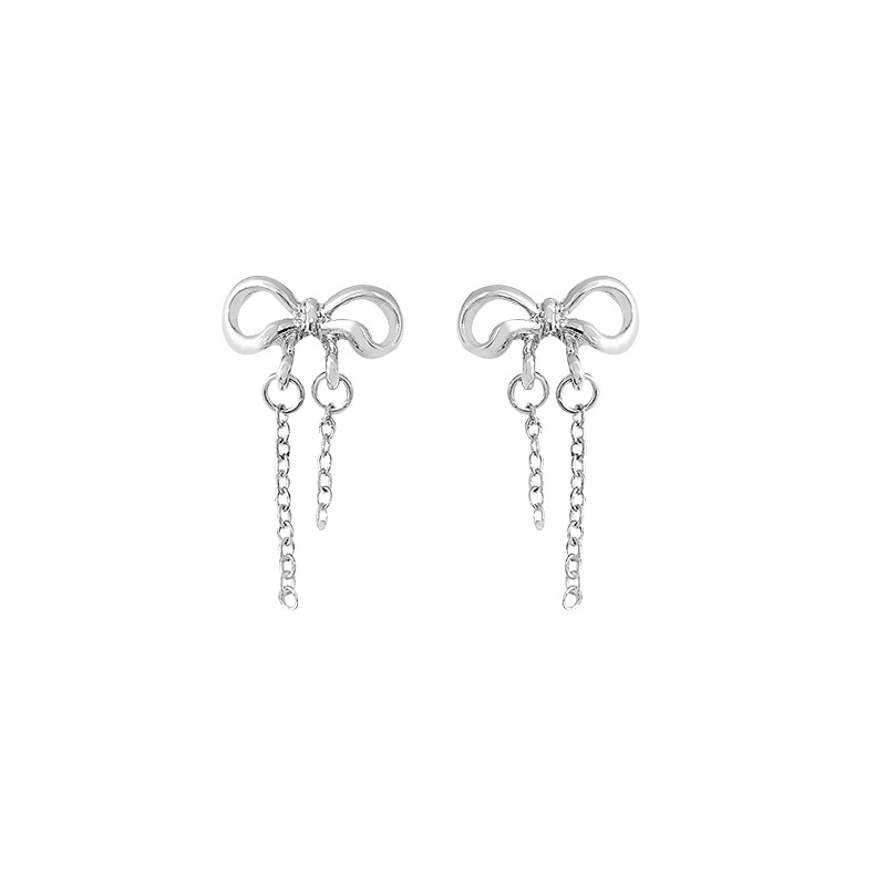 Cold and stylish bow tassel earrings for women, light luxury, niche and versatile, elegant stud earrings, the same style of popular earrings Item Picture