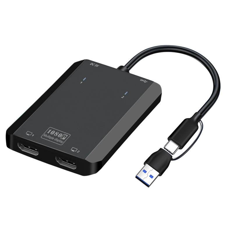 Type-c adapter USB3.0 adapter Dual HDMI three-screen different display projection conversion hub, suitable for M1/M2 graphics cards Item Picture