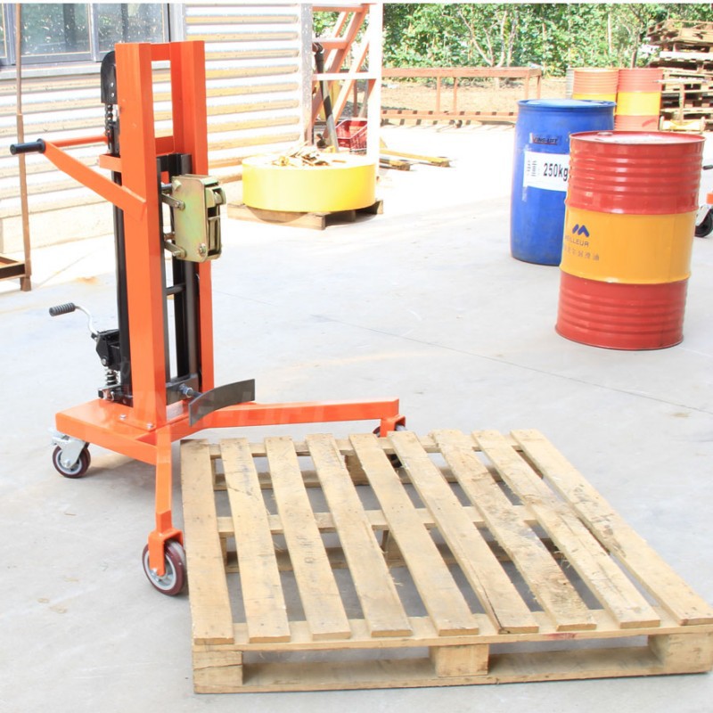 Heavy-duty oil drum handling vehicle DTF450 manual 200L hydraulic eagle-beak four-wheel with scale paint drum trolley stacker Application Scenario