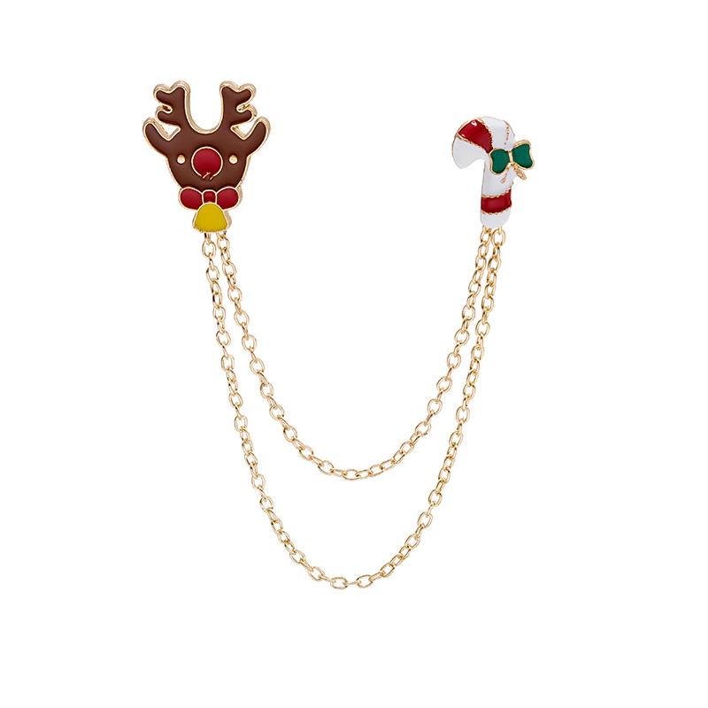 2021 New Christmas brooch, European and American cross-border Santa Claus Snowflake Oil Double-layer chain Christmas brooch Item Picture