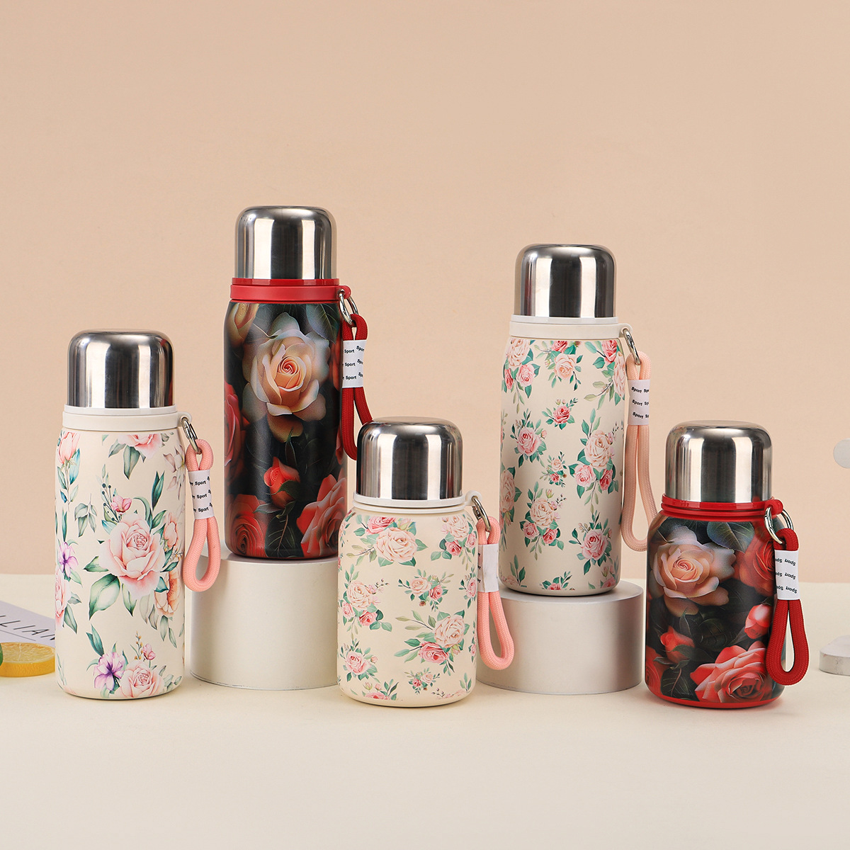 Wholesale of Douyin's best-selling Flower Blooming Wealth Insulated Cup, 316 stainless steel double-layer vacuum bouncing cup, retro gift cup details Picture