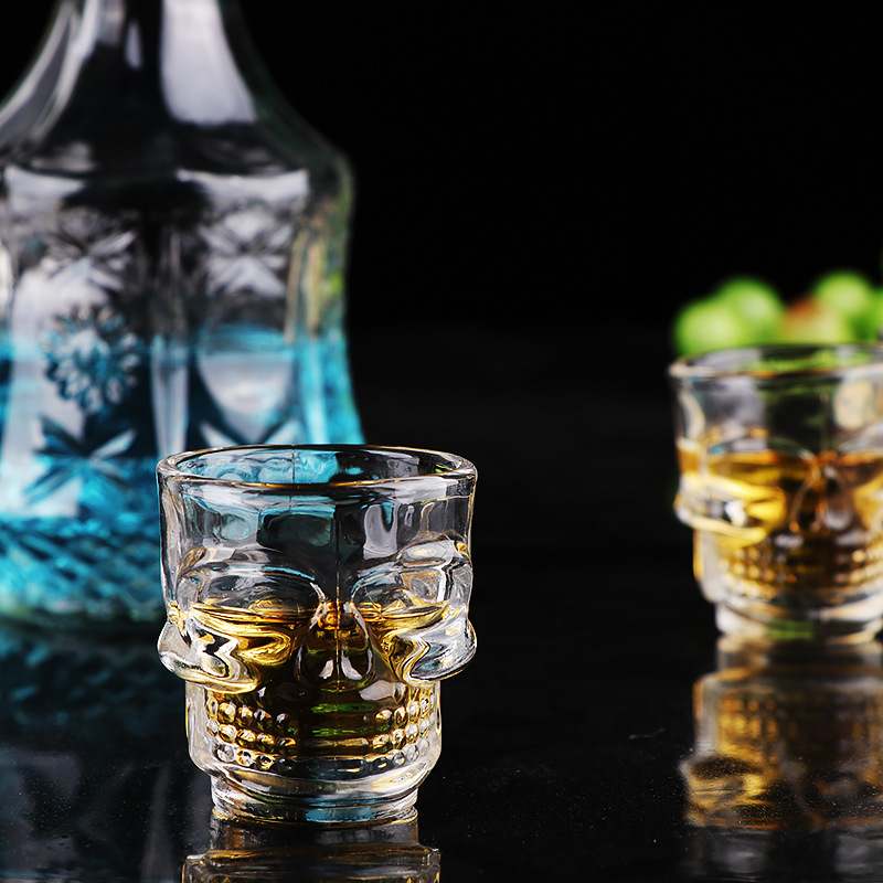 500ml medium round sunflower European glass wine bottle, 50ml skull glass wine glass set manufacturer wholesale Specification drawing