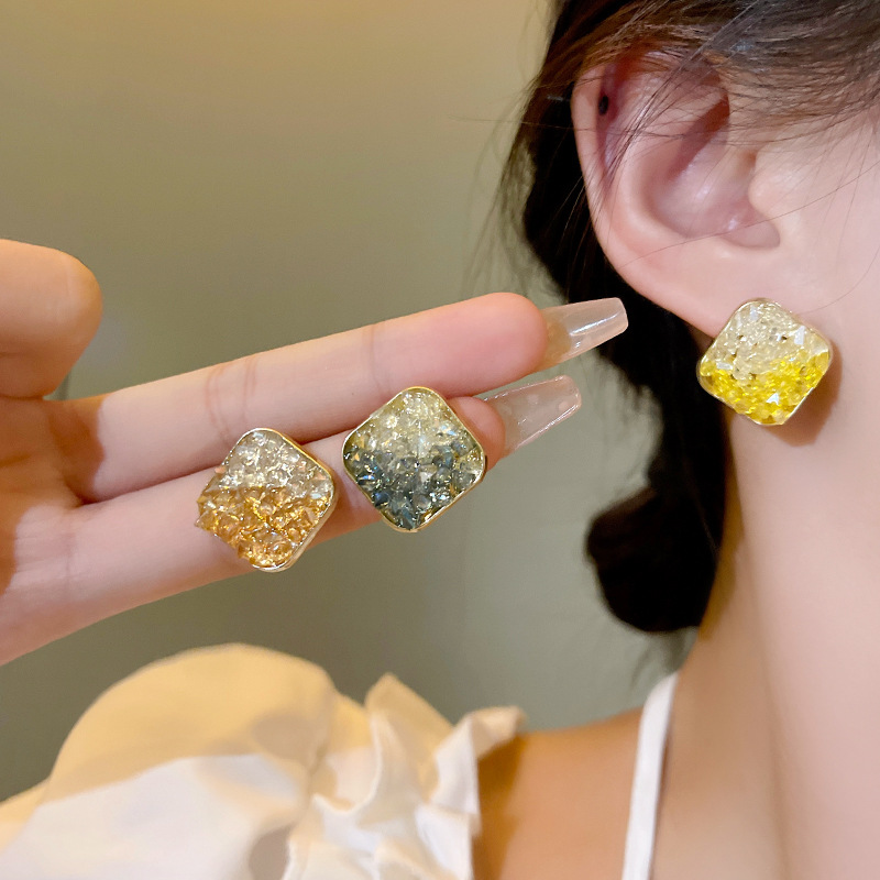 S925 Silver Needle Super Sparkling Gradient patchwork Crystal Earrings, women's light luxury niche design, high-end new earrings wholesale details Picture