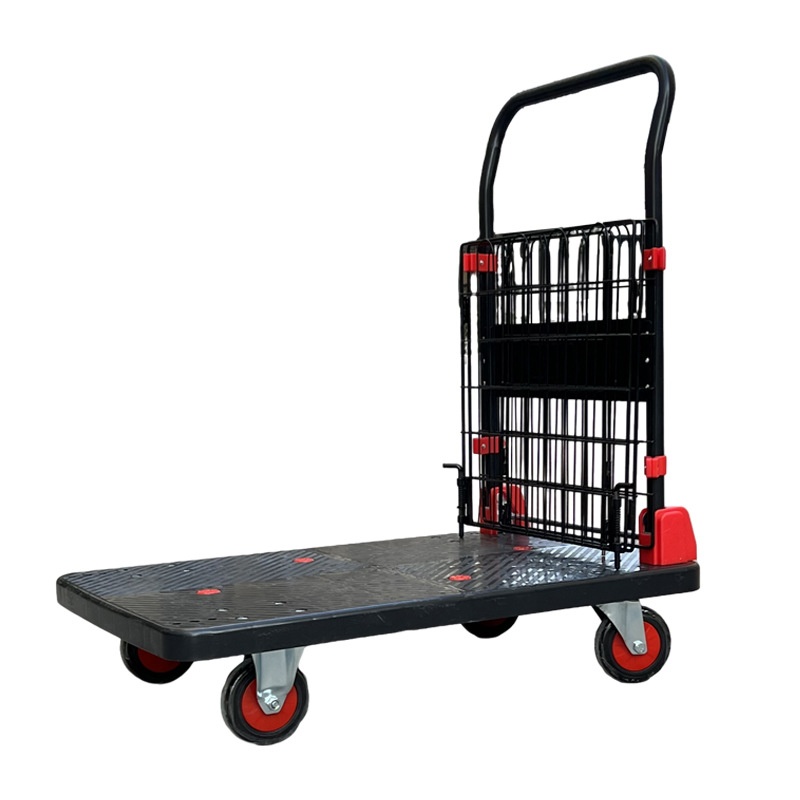 Guangchen fence cart, foldable small trolley, cargo carrying with guardrail, flat trolley, silent trailer, express delivery vehicle Item Picture