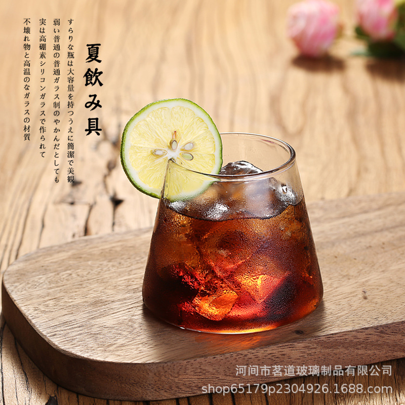 Customized Fuji Mountain high borosilicate glass cups, creative internet-famous whisky and beer glasses, juice and beverage glasses Specification drawing