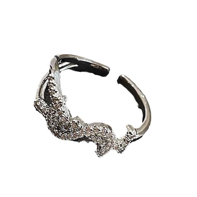 Sweet and cool letter zircon ring, a light luxury and niche design for women, a high-end index finger ring, fashionable and individual opening ring trend Item Picture