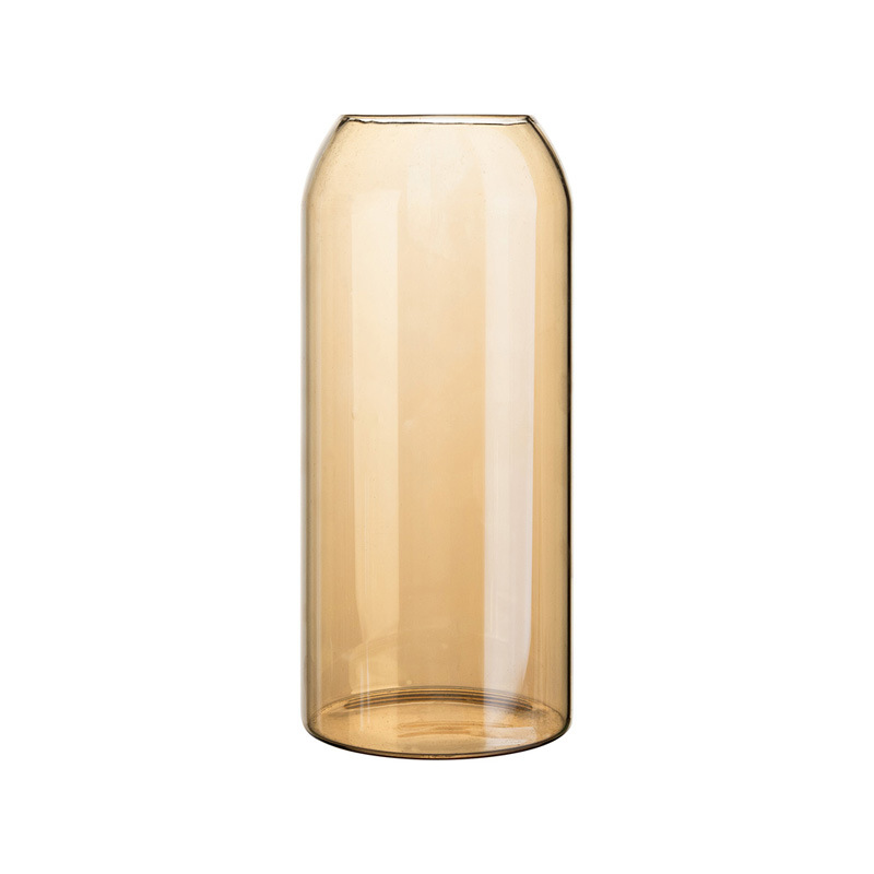Hydroponic vase, Nordic-style amber glass vase, simple storage jar, flower arrangement, water cultivation, living room decoration, glass bottle Item Picture