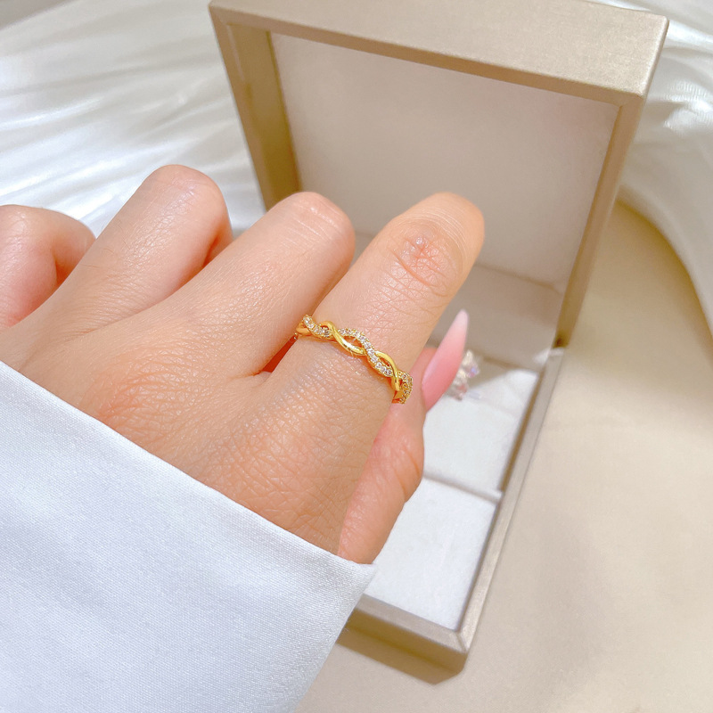 【 Copper Micro-inlay 】 Open zircon ring, a fashionable and individual ring for women, index finger ring, the same style as Internet celebrities, simple and cold details Picture