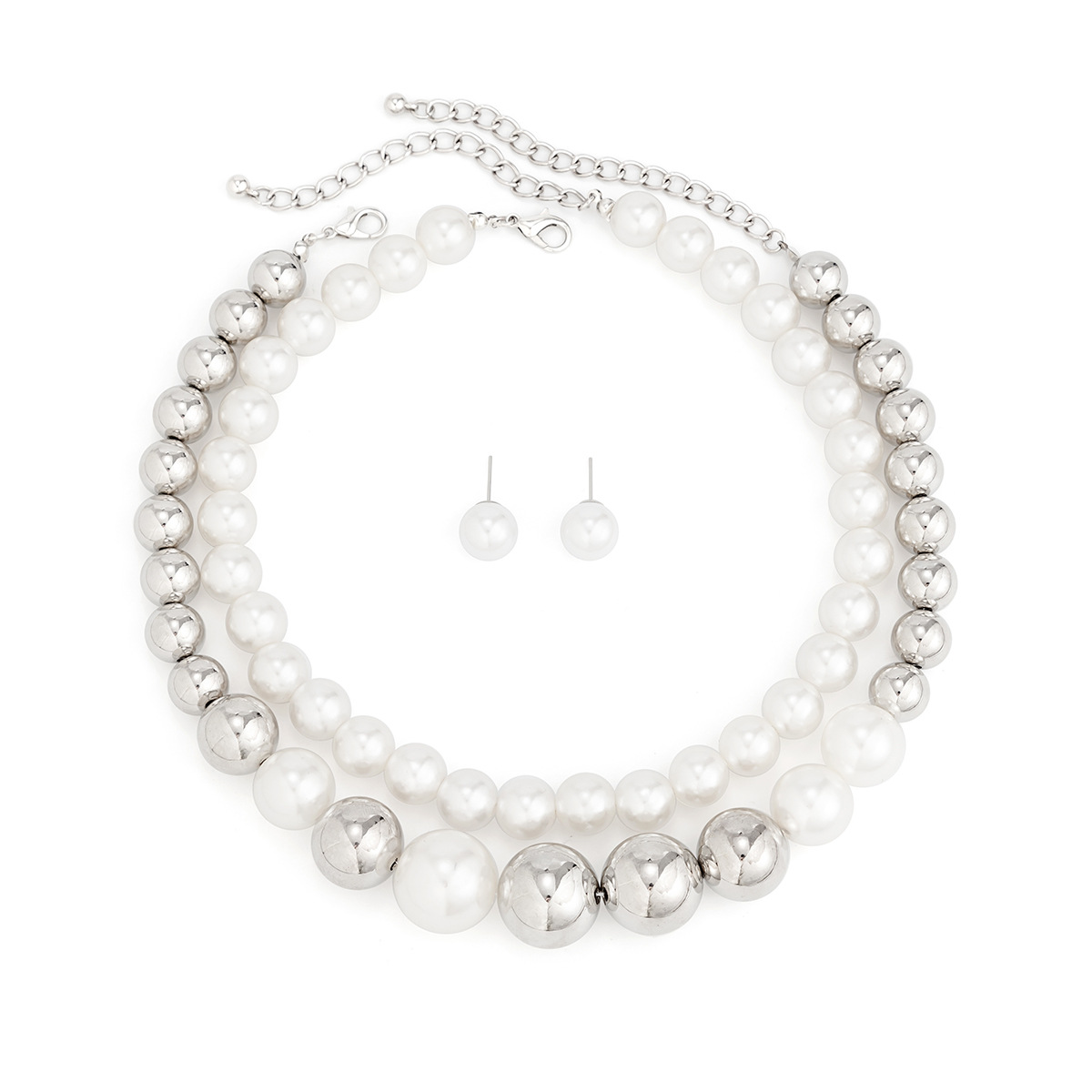 European and American cross-border jewelry, exaggerated large beads, fashionable short necklace, choker punk style imitation pearl collar Item Picture