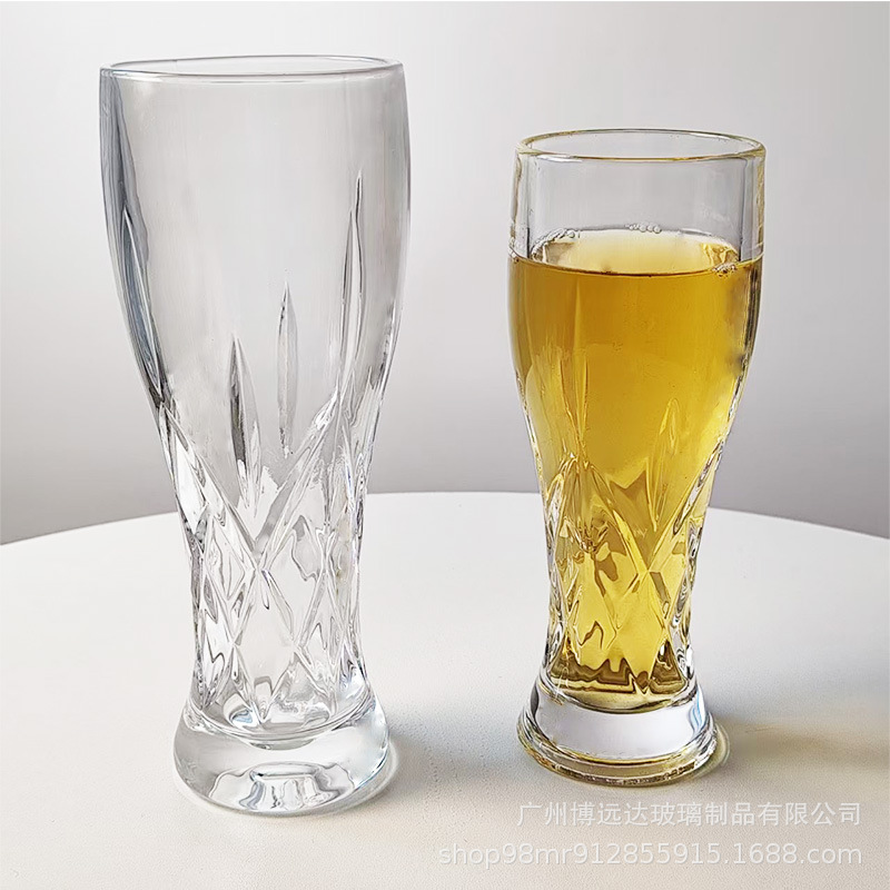 Thickened craft beer mugs, glass draft beer cups, household high-appearation-level water cups, beverage juice cups, engraved wheat wine cups Specification drawing