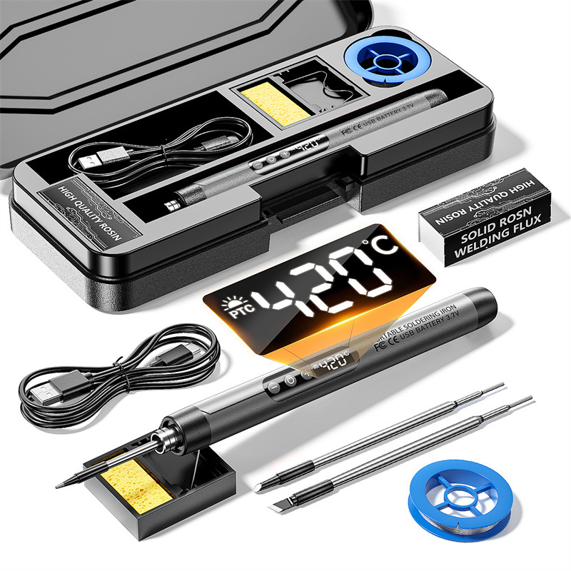 Mini digital display USB charging soldering iron portable wireless home appliance repair DIY toolkit, soldering smoke code set full figure