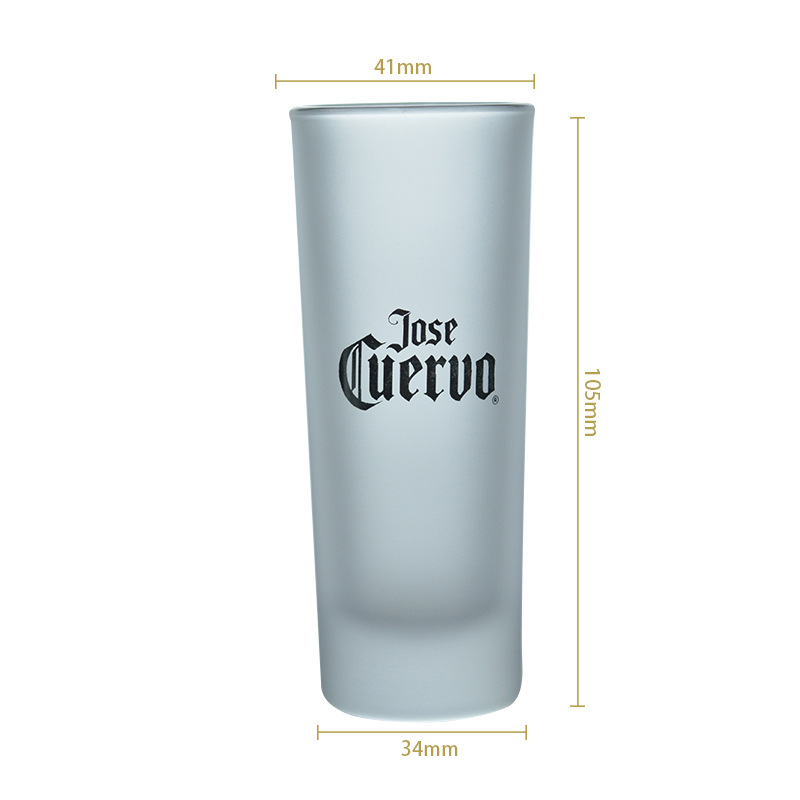 Wholesale of new cross-border frosted wine glasses, glass cups, frosted pen holders, spirits cups, straight small wine cups with logos Item Picture