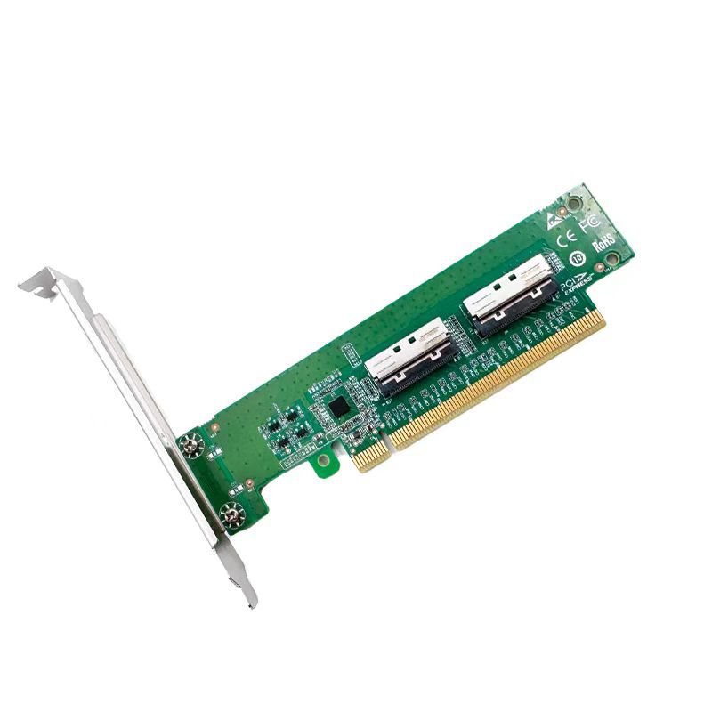 The PE5160-4IL pcie 5.0x16 to MCIO 8I adapter board requires the motherboard to support disassembly Specification drawing