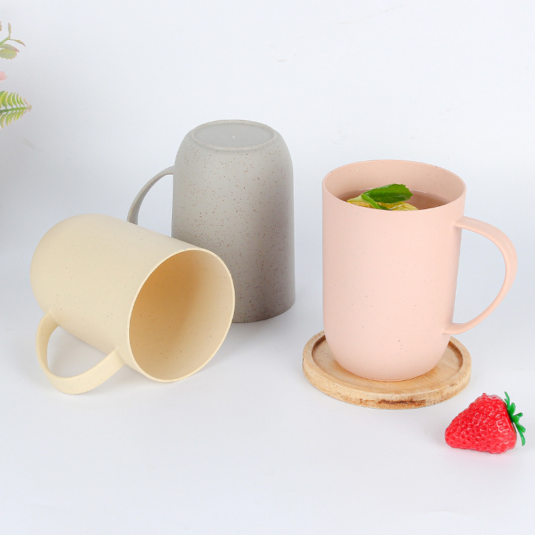 Wheat bellflower Nordic simple solid color bathroom mouthwash cup, household plastic handle material drinking cup, brushing cup Specification drawing