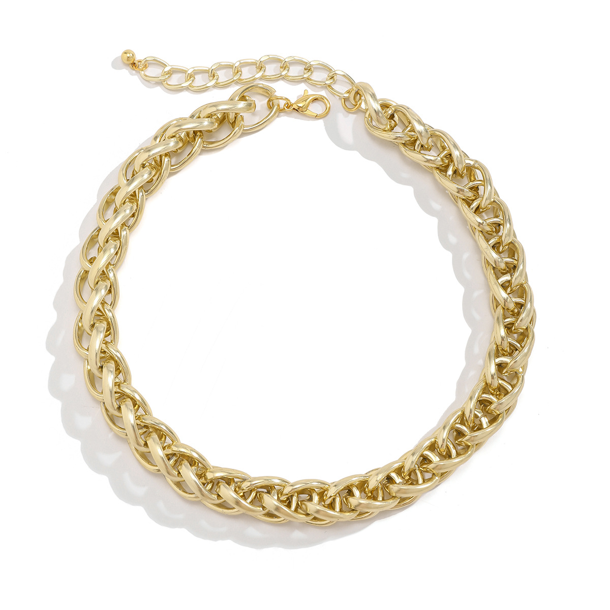 European and American style foreign trade best-selling twisted aluminum chain metal accessory necklace punk thick chain necklace exaggerated jewelry Item Picture