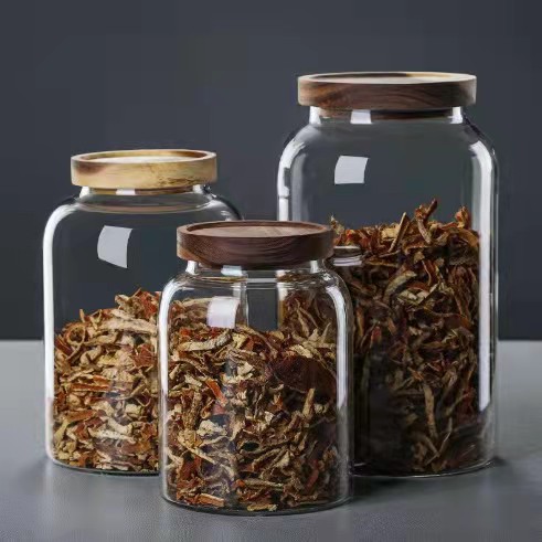 Dried tangerine peel tea cans, high borosilicate thickened cans, special sealed cans for acacia wood, storage cans for dried fruits and grains, and packaging Application Scenario