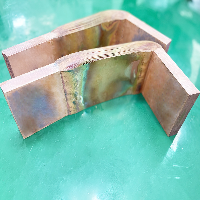 Copper foil and copper bar new energy flexible connection welding samples, red copper high-molecular diffusion welding samples, bubar welding Specification drawing