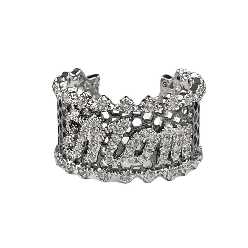 European and American lace hollowed-out dark color-separated punk personality open ring, a high-end, elegant, fashionable and cool ring for women Item Picture