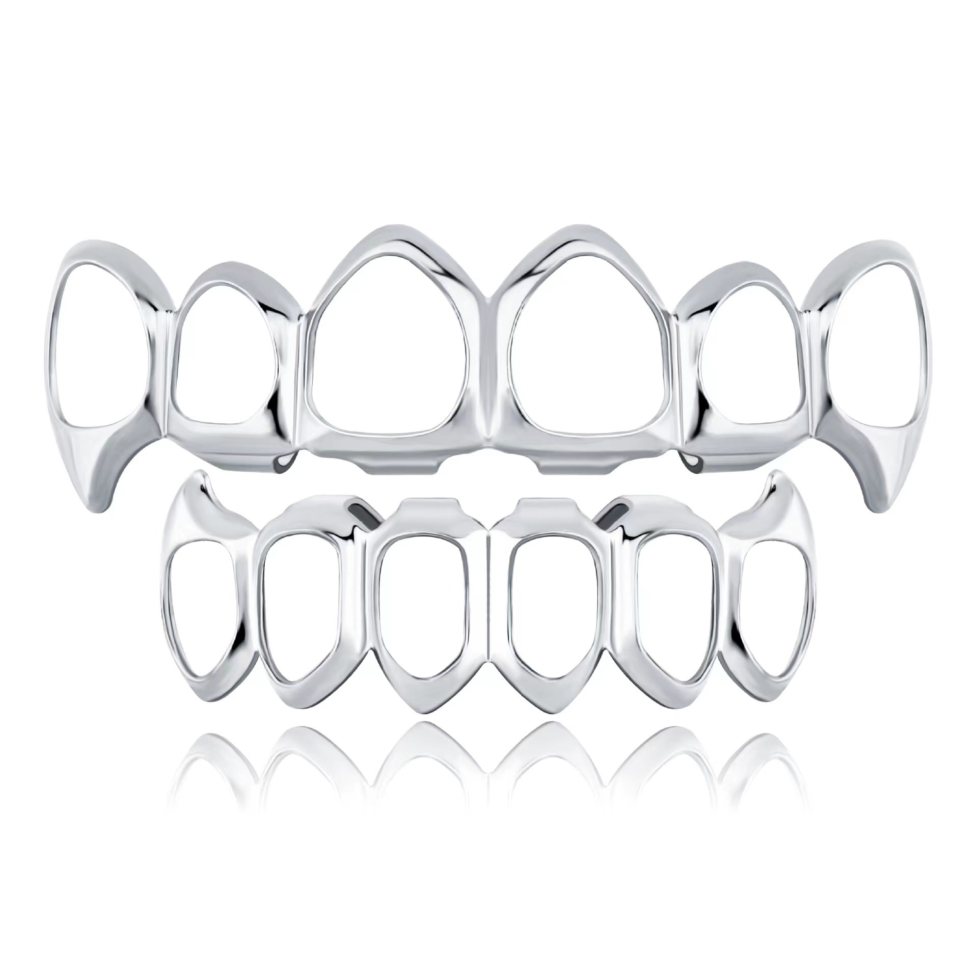 The manufacturer supplies popular Hiphop decorative braces with real gold plating and hollowed-out teeth grills from Europe and America details Picture