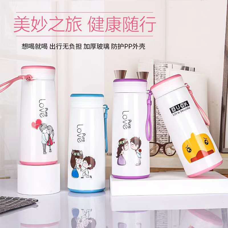 Ground promotion gift cups, double-layer glass water cups, couple and children's water cups, LOGO printed and writable, advertising event cups details Picture