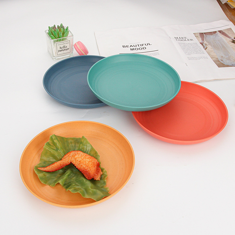 Creative wheat straw plastic household durable children's plate, snack nut plate, vegetable and fruit plate, snack plate Application Scenario