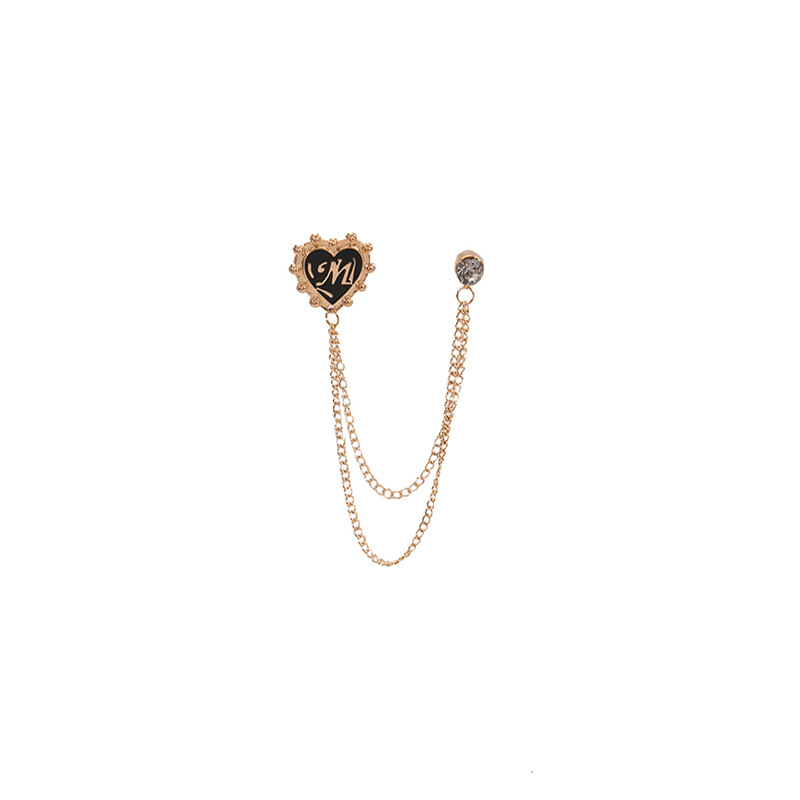 European and American cross-border angel wing brooch, retro court-style hollowed-out round collar pin, heart-shaped suit fixed Item Picture