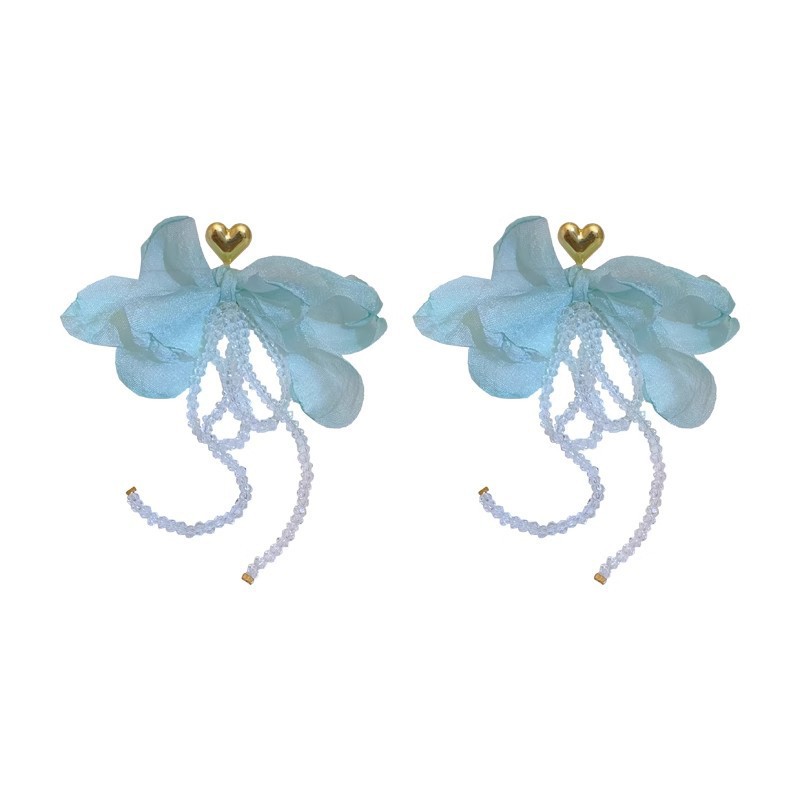 Mint Mambo flower tassel earrings for women's early spring 2025 new bestsellers, a design sense resort-style earrings Item Picture