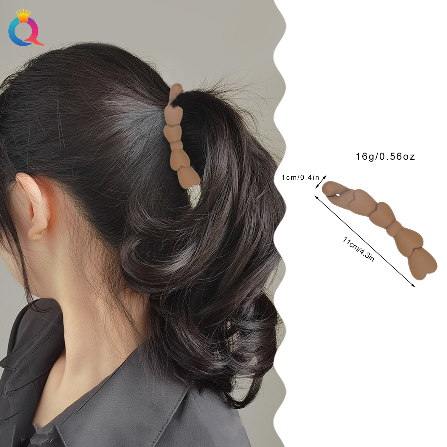 Qiyue Cross-border PC matte bow tie, Banana clip, elegant vertical clip, ponytail hair clip, updo, twist clip, hair accessory wholesale details Picture