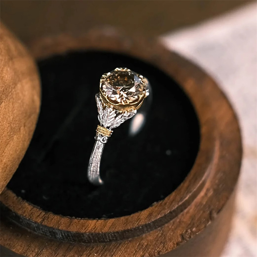 A mid-style round zircon ring for women, retro, light luxury, niche, exquisite and high-end, elegant and fashionable, adjustable ring Specification drawing