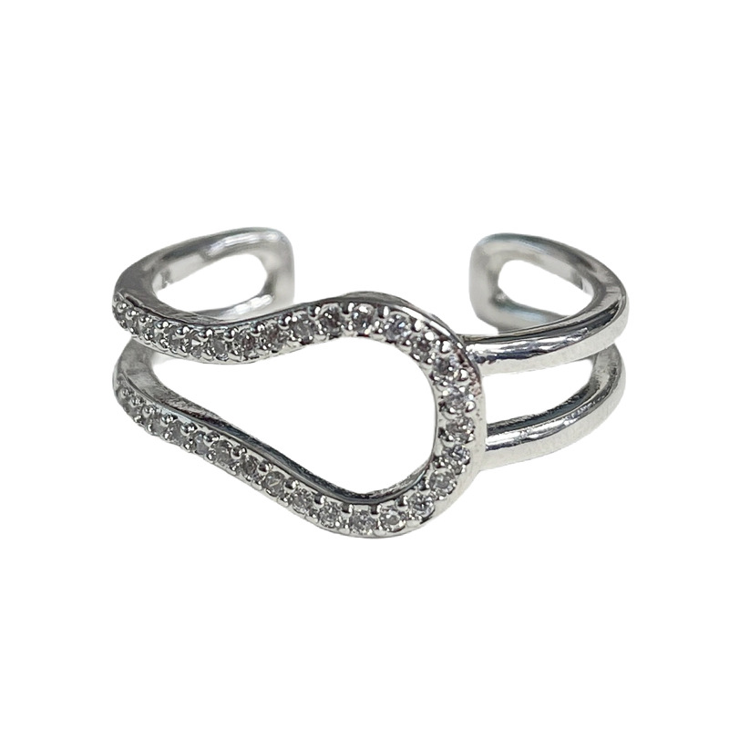 Minimalist style, exquisite and light luxury, hollowed-out heart-shaped opening ring, a fashionable and niche geometric high-end couple's ring Item Picture