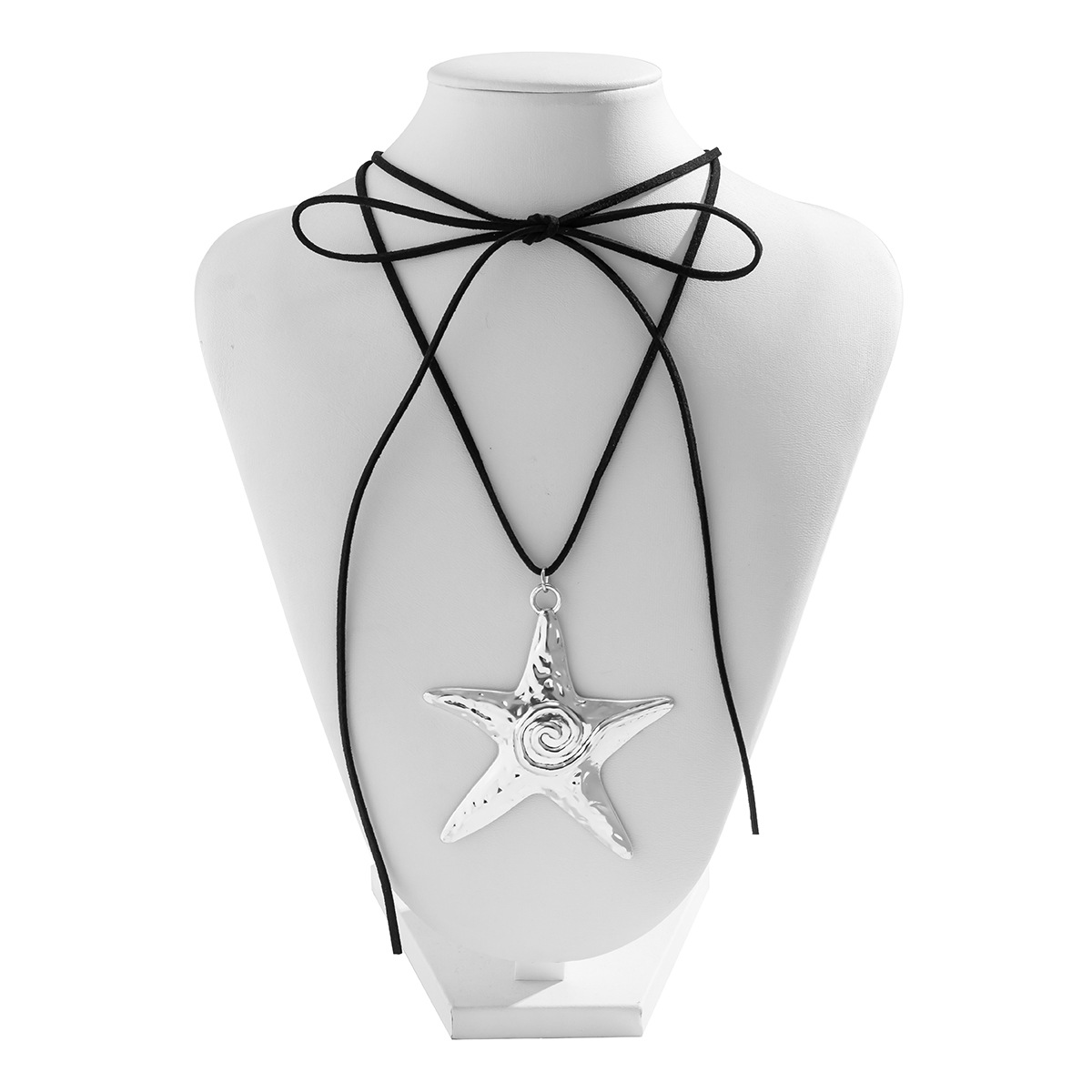 European and American cross-border jewelry, pull-up velvet choker bow starfish necklace, sweet and cool exaggerated star necklace Specification drawing