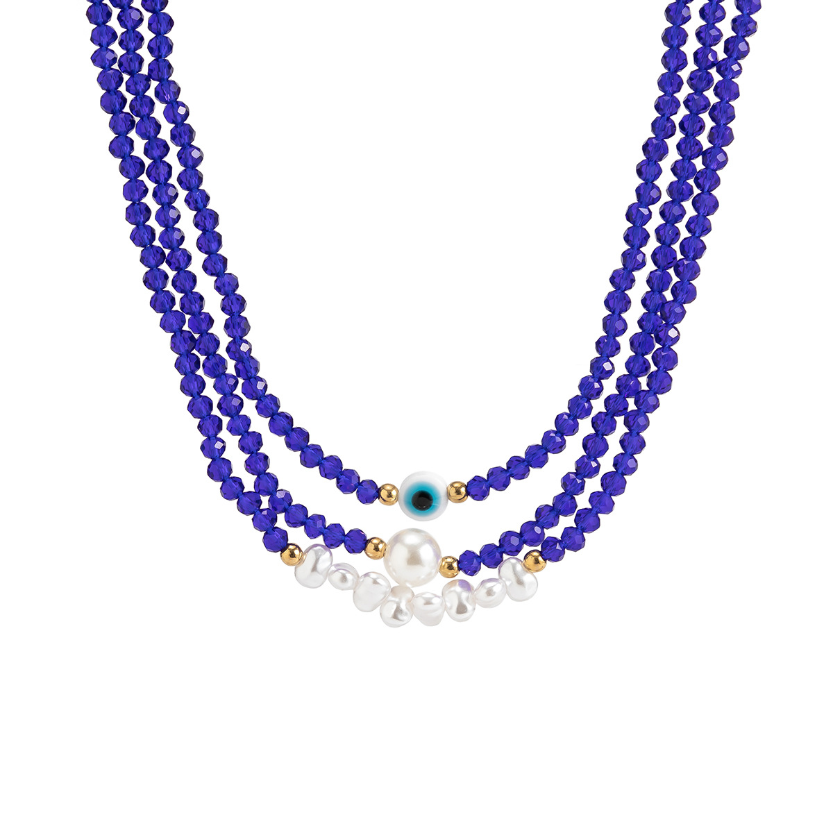 European and American cross-border jewelry, ethnic style fashion beaded devil eye necklace, punk hip-hop personality necklace Item Picture
