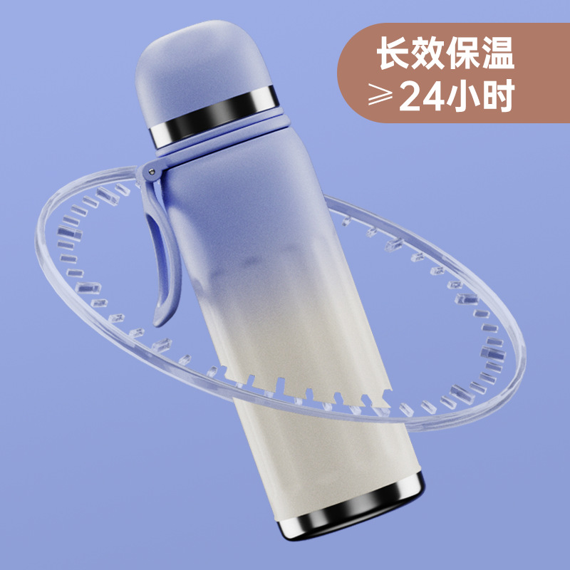Cross-border high-appearance-level 316 stainless steel double-layer insulated cup, outdoor sports cup, press-and-bounce portable hand-held water bottle details Picture