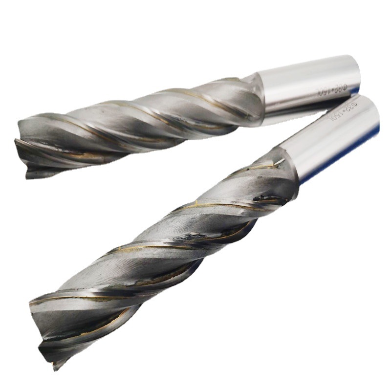 Manufacturer of alloy insert straight shank helical end mills, 4-edge tungsten steel welded long-edge milling cutters 50-80-100-150-200 Item Picture
