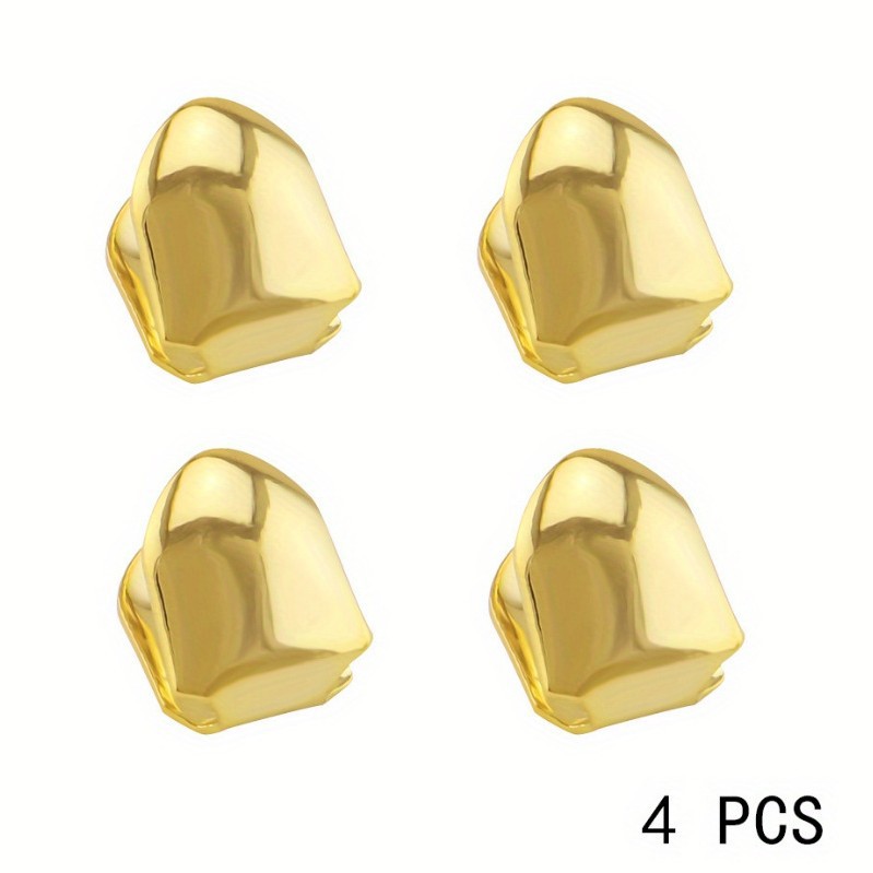 European and American cross-border HIPHOP gold braces, hip-hop single teeth, real gold electroplated hip-hop accessory braces grillz Item Picture