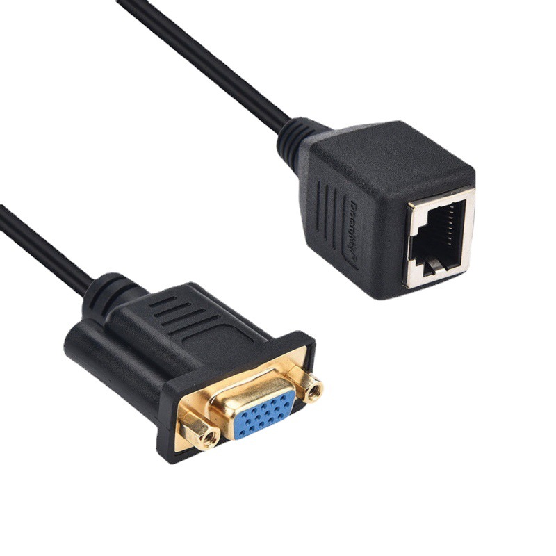 VGA female to RJ45 adapter cable, RJ45 to vga network cable connector, monitor to network cable vga extender full figure