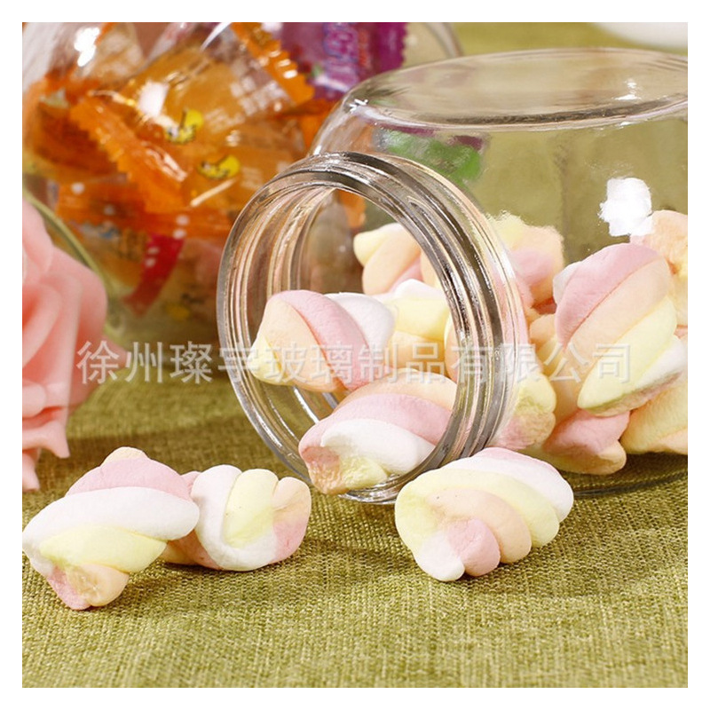 Glass flat-bone storage jar, sealed bottle, candy flower tea jar, honey wedding candy bottle, honey bottle, liquid storage bottle Specification drawing