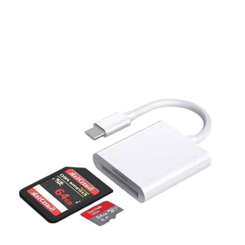 The multi-functional otg card reader is compatible with the Apple type-c interface 2-in-1 TF card and sd card reader adapter cable Item Picture