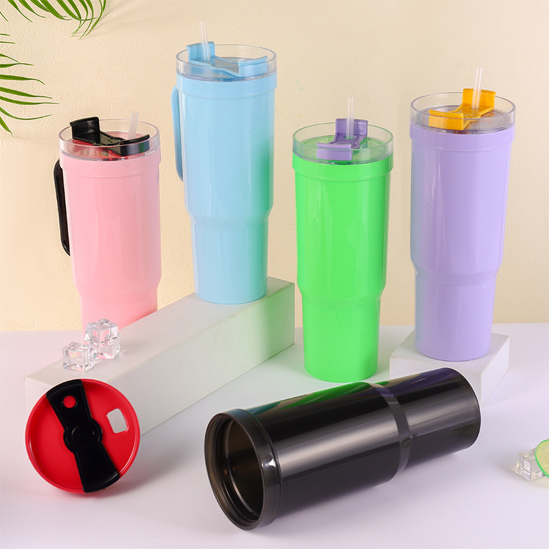 New best-selling outdoor straw cups, car drinking cups, simple commuting cups with handles, large-capacity water cups, factory wholesale full figure