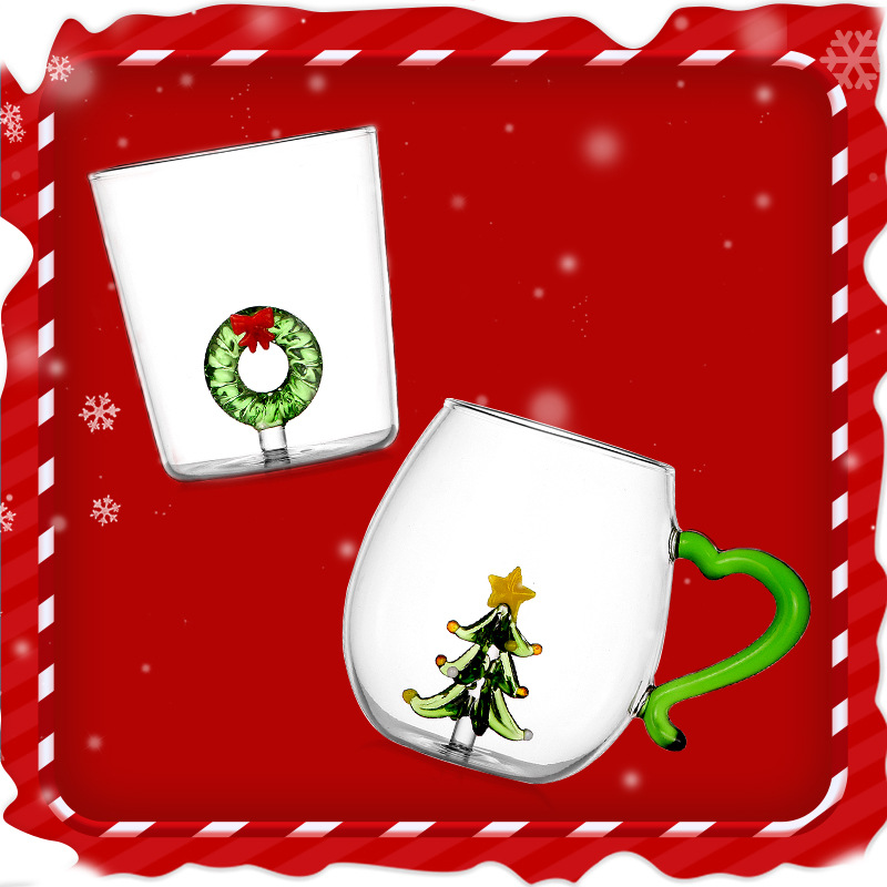 Three-dimensional Christmas cups, custom-made Christmas festival gifts, water cups, heat-resistant breakfast milk coffee cups full figure