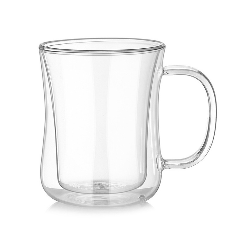 Customized cross-border double-layer glass cups, heat-insulating household breakfast milk coffee cups, simple high borosilicate glass cups Item Picture