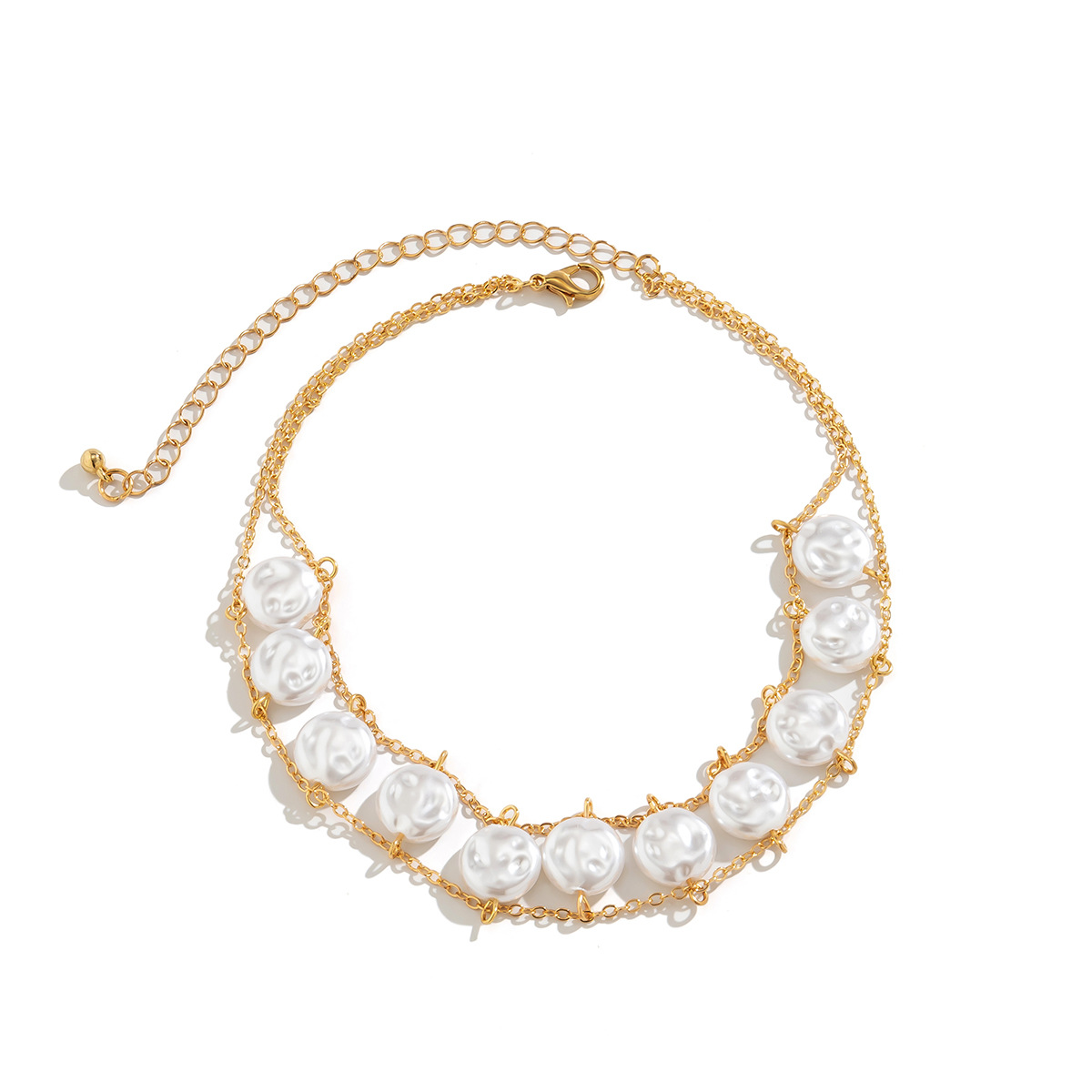 A Baroque-style retro short choker necklace with a niche design from Europe and America, imitating pearl necklaces Item Picture