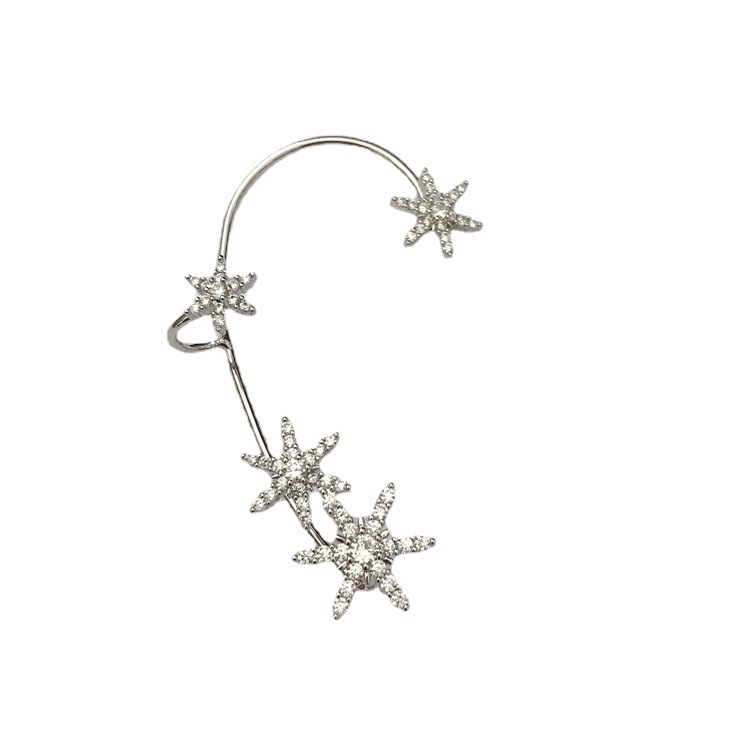 The same style as Douyin, the micro-inlaid zircon snowflake ear pendant, a stylish and elegant new Christmas collection by fairies, no ear piercings to wear Item Picture