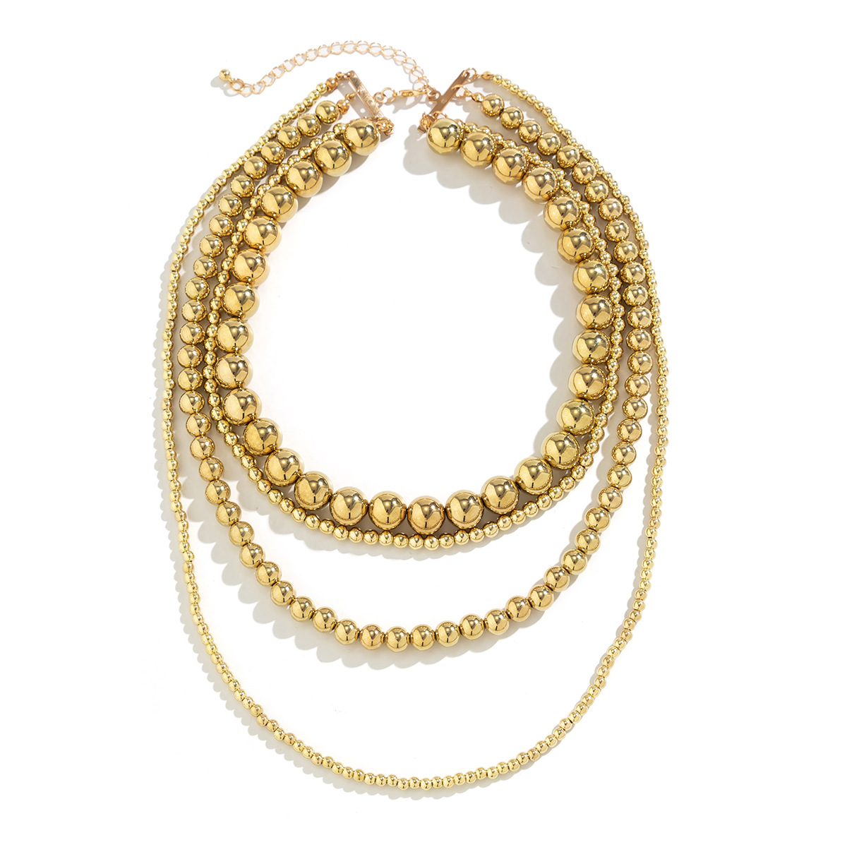 European and American cross-border jewelry, exaggerated cyber style, multi-layered round bead necklace, simple and individual, large and small beaded necklace Item Picture