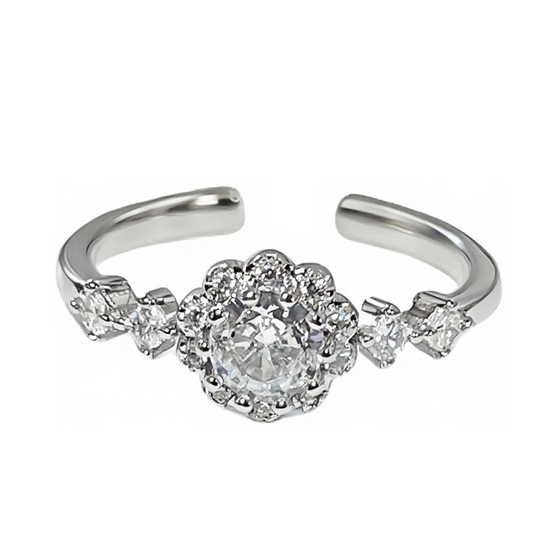 Korean full-diamond, elegant, light luxury, high-end, fashionable open ring, a cold and elegant woman, Su's unique personality index finger ring Item Picture