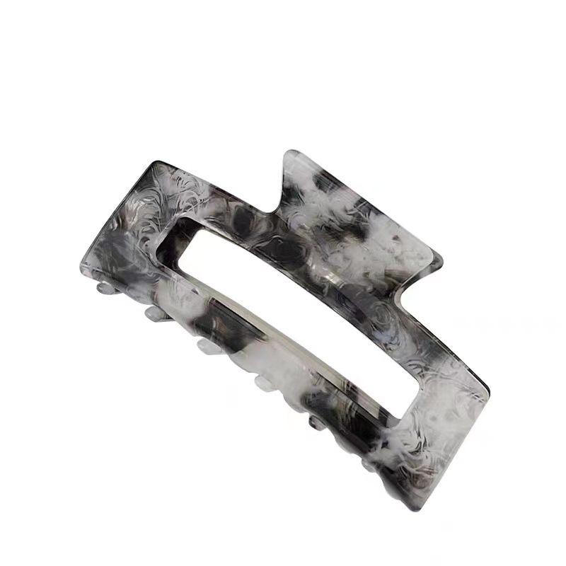 Large black and white ink-wash painting gripper, elegant retro acetate square shark clip, back head plate hair clip, small square Item Picture