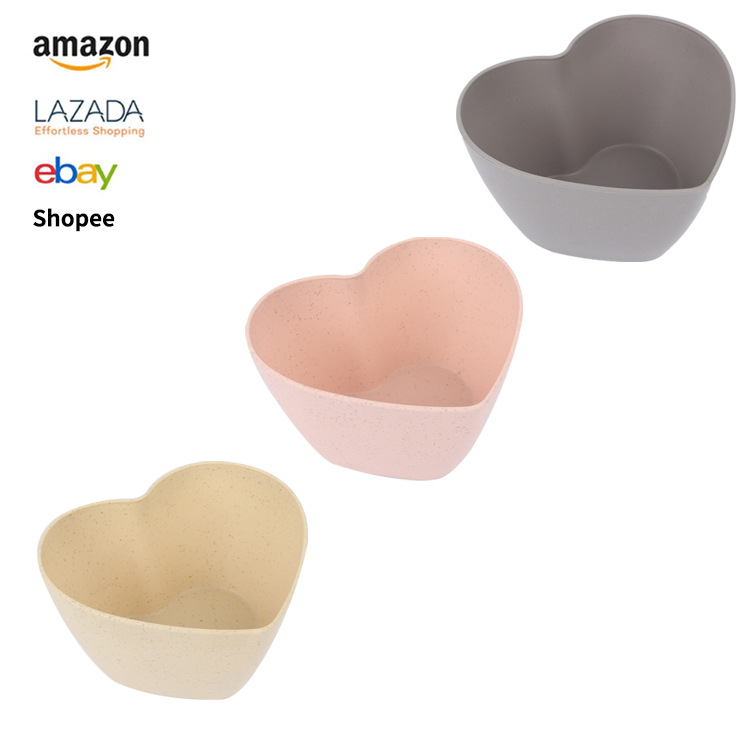 Wholesale of cross-border heart plates, deepened tableware plates, pickles, small plates, dipping sauce, snack plates, vinegar plates, oil plates, and wheat straw bowls