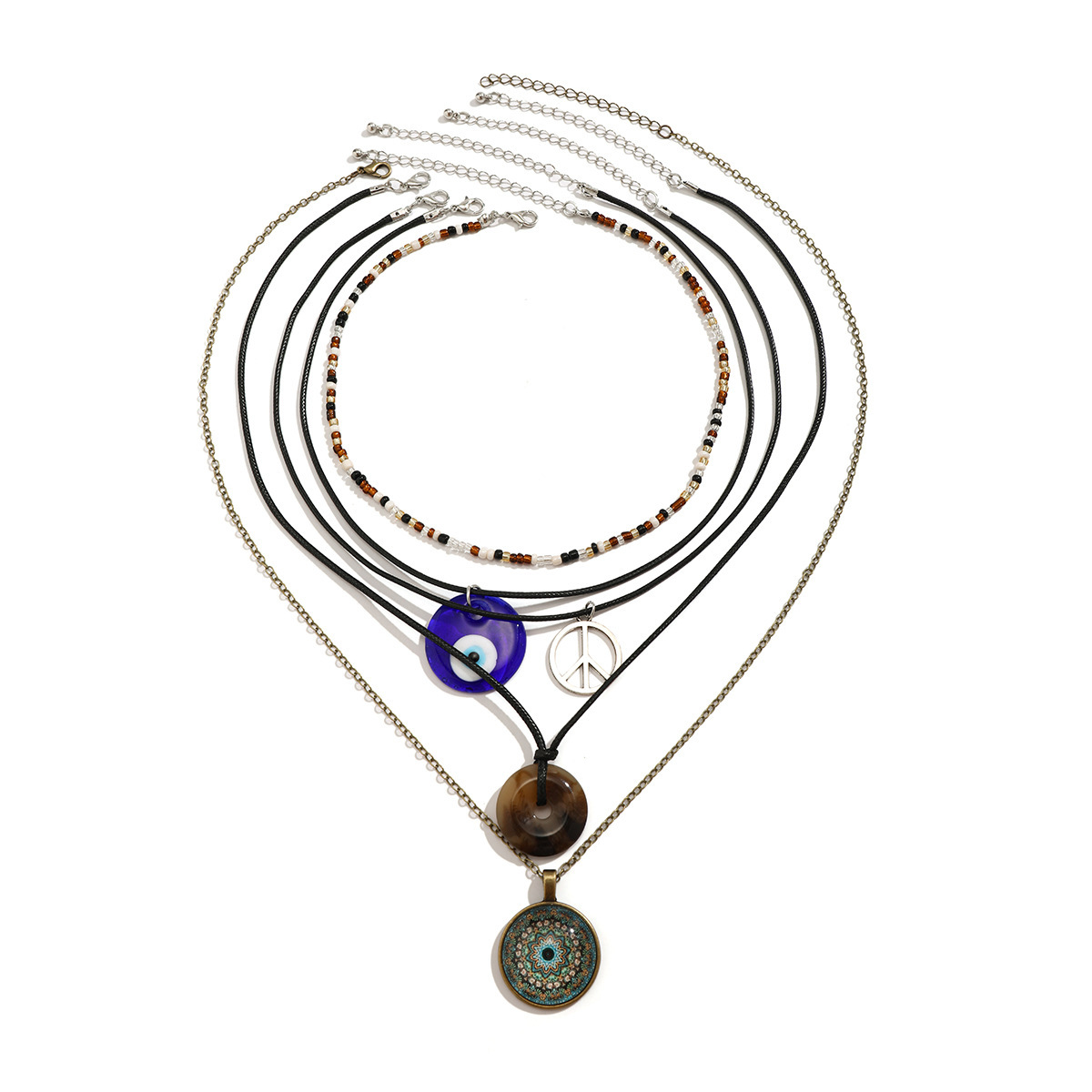 European and American cross-border retro devil blue eye jewelry women 's necklace versatile beaded new Chinese ethnic style necklace Item Picture